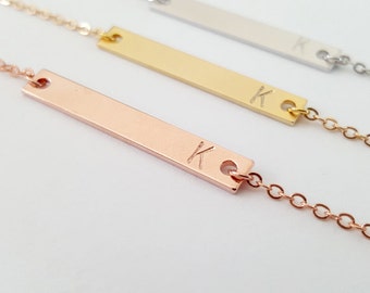 40% OFF, Initial Bar Necklace, Personalized Necklace, Silver Bar Necklace, Gold Bar Necklace,Rose Gold Bar Necklace,Sterling Silver Necklace