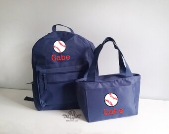 Personalized toddler backpack and lunch bag, personalized baseball backpacks for boys, dinosaur backpack set