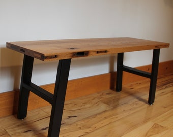 Industrial Bench, Entry Bench, Mudroom Bench, Reclaimed Wood Bench, Steel wood bench, Rustic Industrial, Rustic Bench, dining Bench, Bench