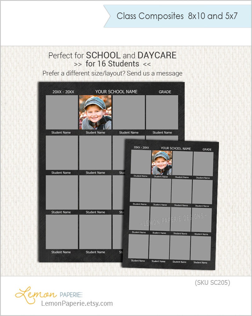 School Composite Template for 16 in 8x10 and 5x7 Daycare