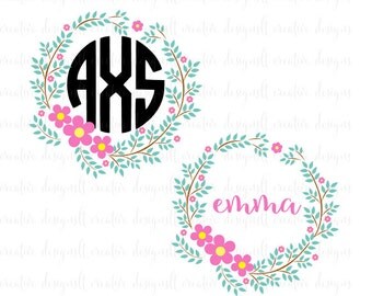 Floral Wreath SVG, Floral Wreath Clip Art, Floral Circle Printable, SVG Files, Cricut Files, Silhouette Files, EPS, pdf, png