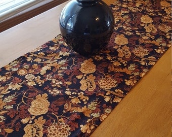 Fall Table Runner, Black and Gold Table Runner, Rust Table Runner, Fall Floral Table Runner