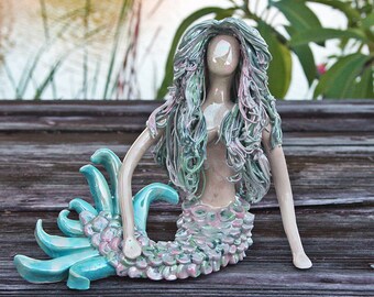 Hand Built Mermaid Pottery/ceramics One Of A By Elliesmermaids