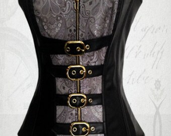 Steampunk corset gothic corset vamp corset goth corset steampunk clothing overcast corset