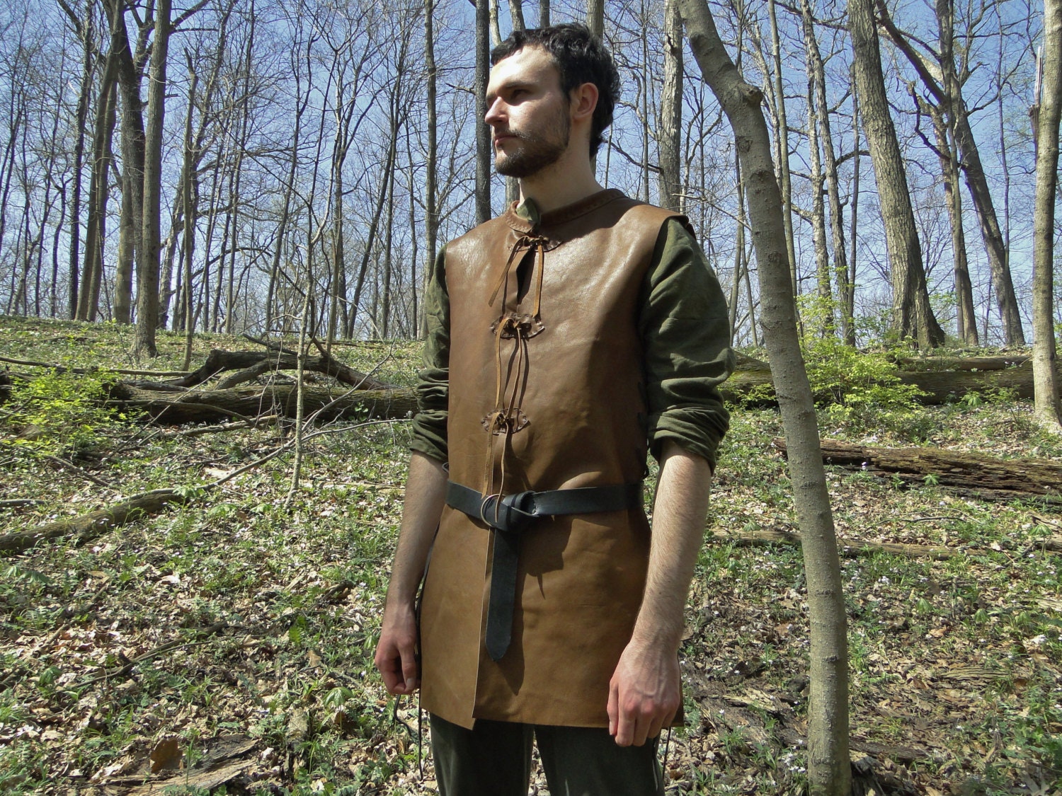RESERVED for Rob Medieval Leather Tunic Jerkin Lace up