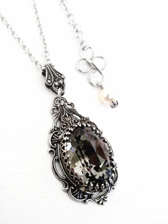 Victorian Gothic Crystal Necklace Swarovski by ApplebiteJewelry