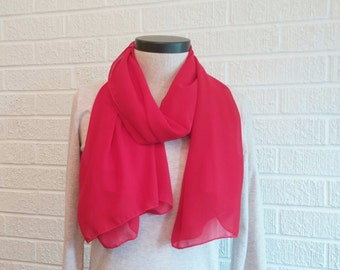 Red Chiffon Scarf, Rectangle Scarf, Lipstick Red Accessory, FREE SHIPPING, Breezy Scarf