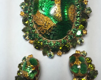 D&E aka Juliana Green with Gold Foil Art Glass Dome Demi Item: 15310