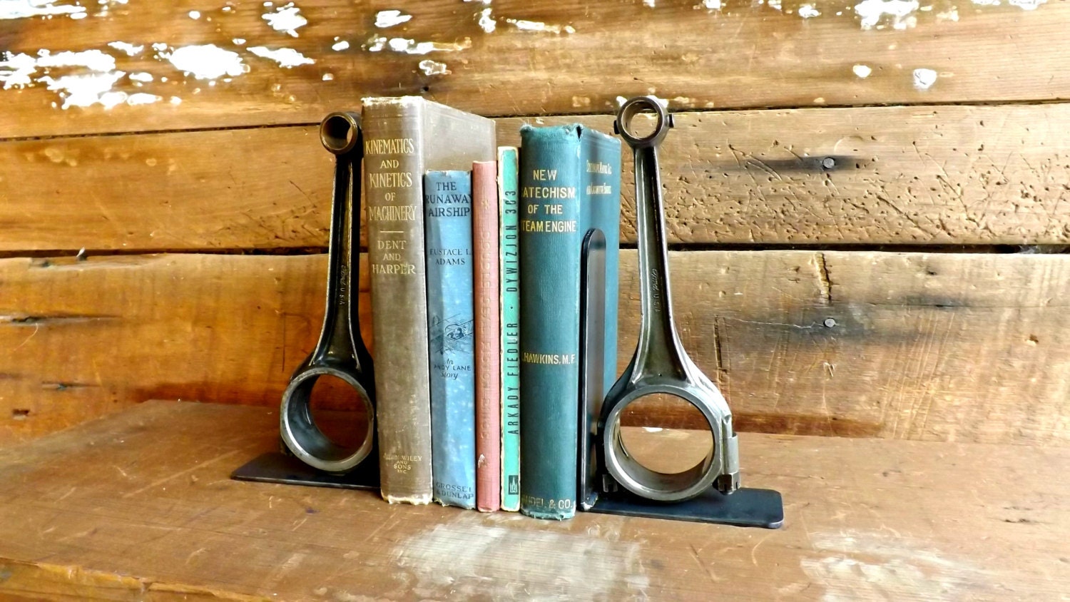 Connecting rod bookends Piston bookends Industrial bookends