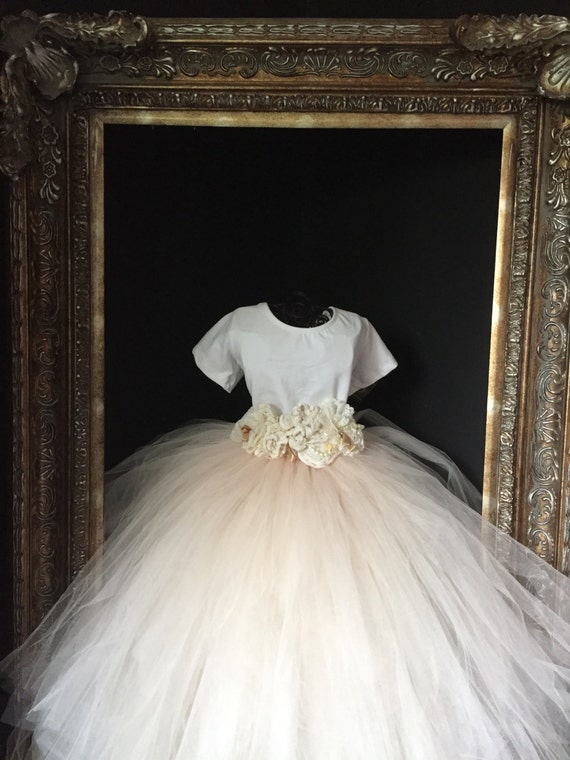 Blush White Flower Girl Dress