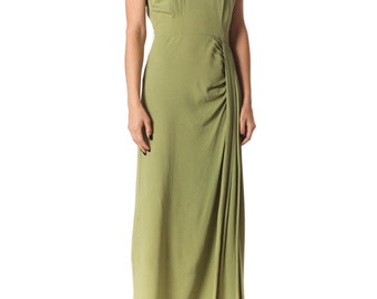 Vintage 1940s Green Crepe Gown by Du Barry Size: XS/S