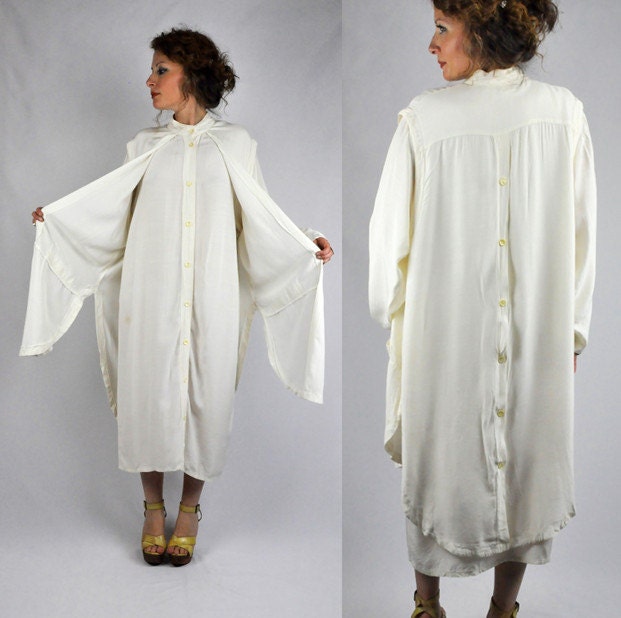 vintage 80s white maxi tunic dress with vest attached vintage 80s white maxi tunic dress with vest attached