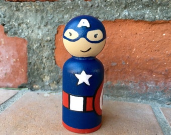 Captain America inspired Peg Doll