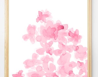 Pink Flower Print, 8x10 Print, Pink Watercolor Painting, Pink Flowers, Pink Nursery Art, Pink Floral Print, Pink Artwork, Pink Girls Print