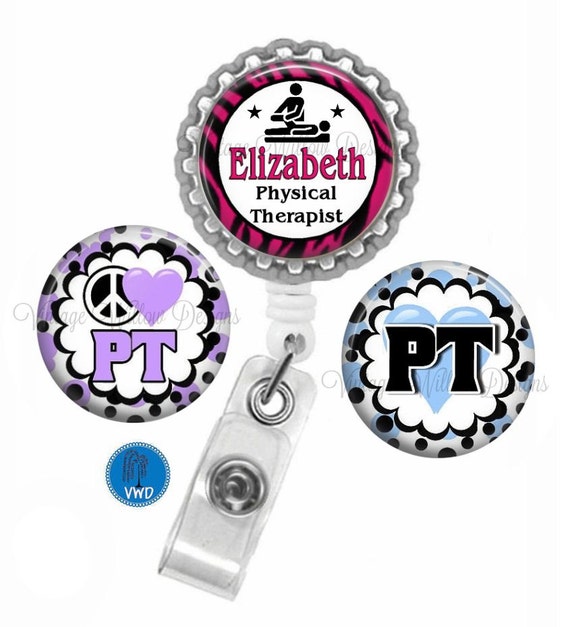 Personalized Physical Therapist PT1 Retractable ID Badge