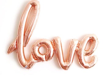 FREE SHIPPING rose gold LOVE air fill jumbo mylar balloon wedding engagement bridal shower calligraphy script - Air Fill balloon