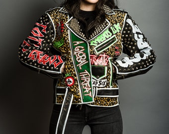 Vintage studded Punk Leather Jacket Exploited GBH Discharge Broken Bones