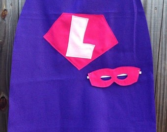 Deluxe custom felt superhero cape mask set letter initial flash children's