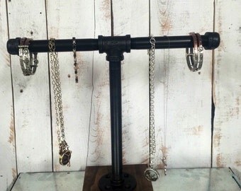 Large Industrial pipe jewelry stand, jewelry display, jewelry rack, rustic industrial chic