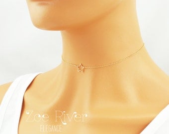 Choose silver or gold. Star choker necklace. Star choker. Elegant and dainty star choker necklace