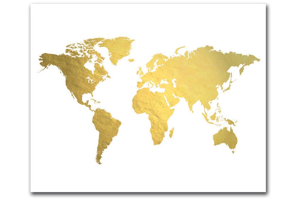 world map print gold foil map gold world map gold map