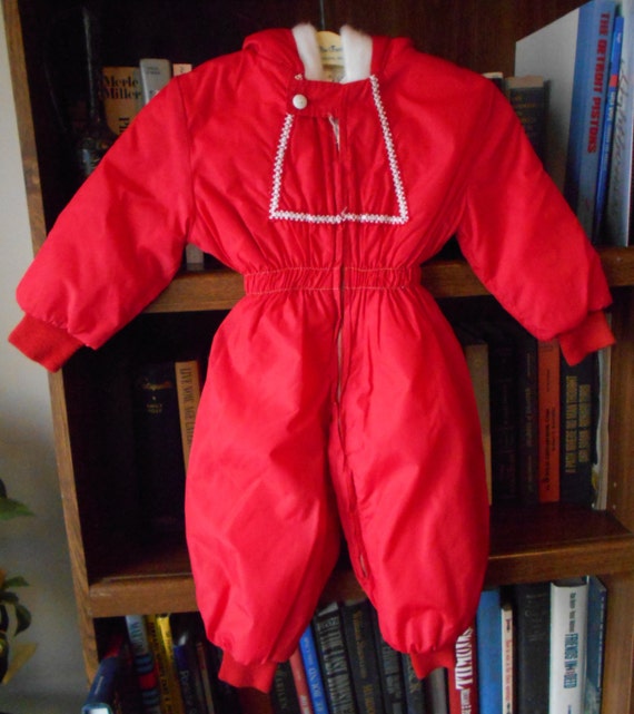 Vintage 1960's Red Toddler Girls' Snowsuit