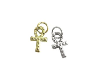 Ankh Charm - Tiny Ankh Necklace - Dainty Silver or Gold Cross Charm Necklace - Layering Necklace - Minimalist Jewelry - Egyptian Cross