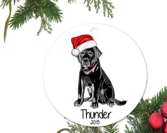 Black Lab Ornament, Personalized Christmas Ornament, Labrador Retriever Gift, Custom Dog Ornament, Ceramic Ornament, Pet Ornament