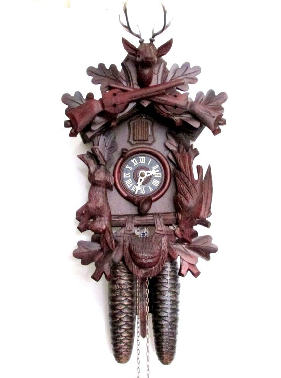 Vintage Cuckoo Clock with Deer Head and Game by CreekLifeTreasures