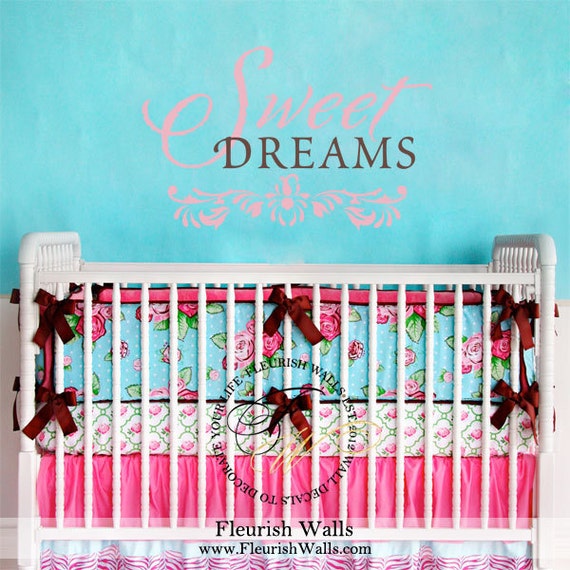 Items similar to Nursery Wall Decal Quote Sweet Dreams Baby Nursery