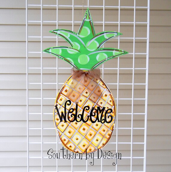 Summer Pineapple Welcome Wooden Door Hanger Door Sign Door