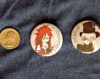 Black Butler - Undertaker and Grell - Buttons