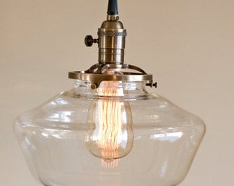 Clear Glass Globe Schoolhouse Pendant Light Fixture