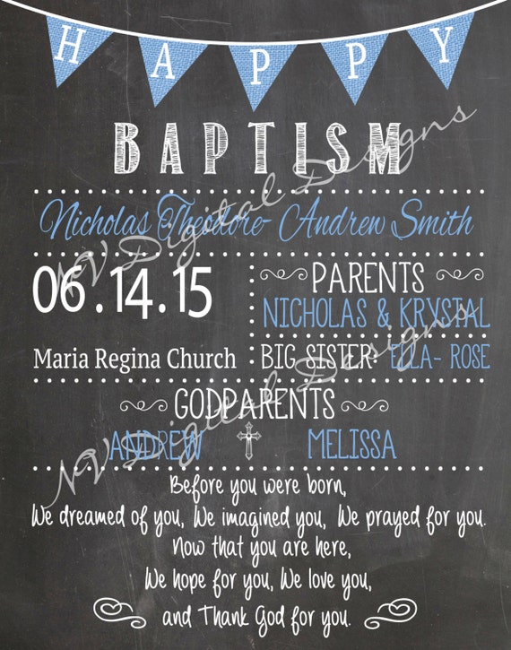 Baptism Chalkboard Chalk Sign Digital