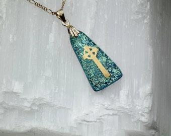 Dichroic glass pendant 24 ct glod
