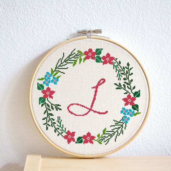 Download Cross stitch pattern floral wreath embroidery pattern Pdf