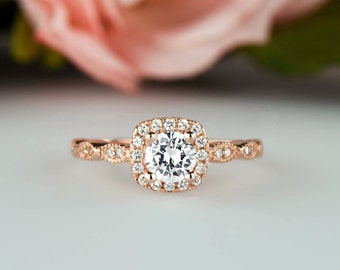 Vintage man made diamond engagement rings