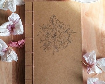 Floral Lined Notebook/Journal/Planner; Eco-friendly, Coptic Bound