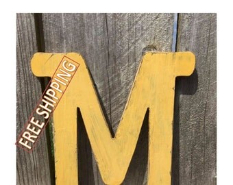 Letter M Wooden Letter Rustic Wall Letter Wood Letter Wall Decor