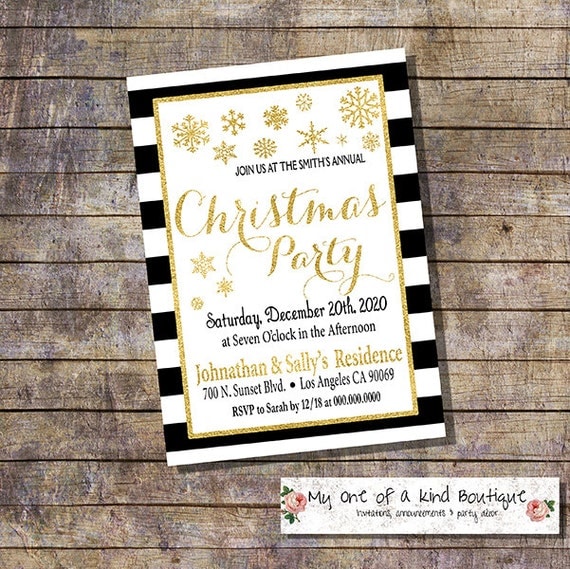 christmas party invitation gold