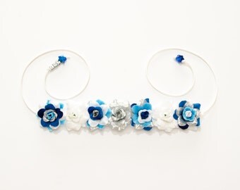 Blue Droid Flower Crown, Flower Headband, R2D2 Headband, R2D2 Costume, Cosplay Crown, Cosplay Costume, Rave Costume, Fandom Merch