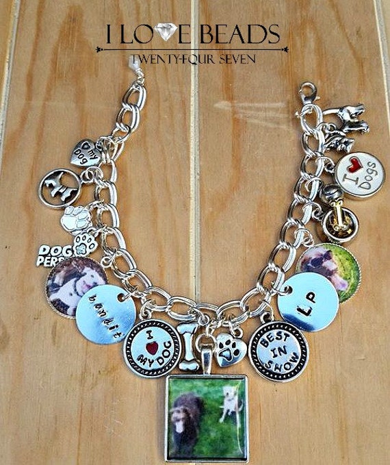 Dog photo charm braceletmy dog on a bracelet dog by ILoveBeads247
