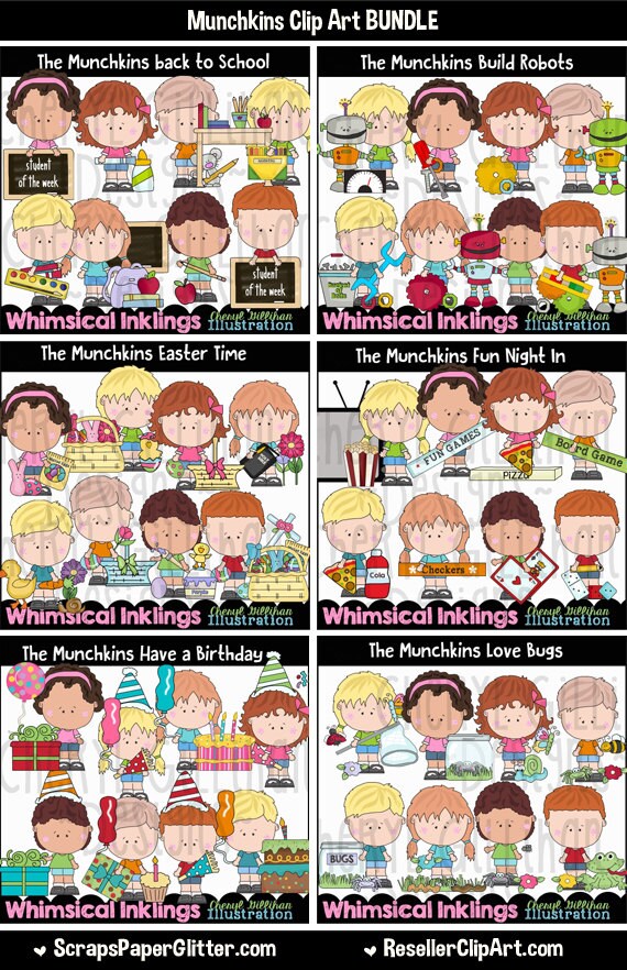 Munchkins Clip Art BUNDLE Includes 17 Sets Digital Clipart