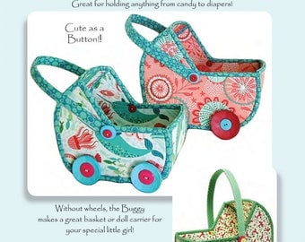 Baby Buggies Pattern by Aunties Two Patterns; AT604; Two Sizes; Baby Shower Gift or Table Centerpiece; Doll Carrier for kids; Sewing Pattern