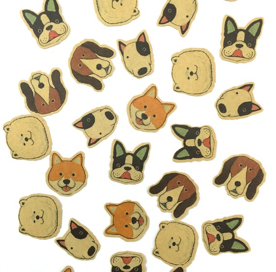 Download 30pcs / Dog Face / Die Cut Kraft Paper Stickers / by iekmal