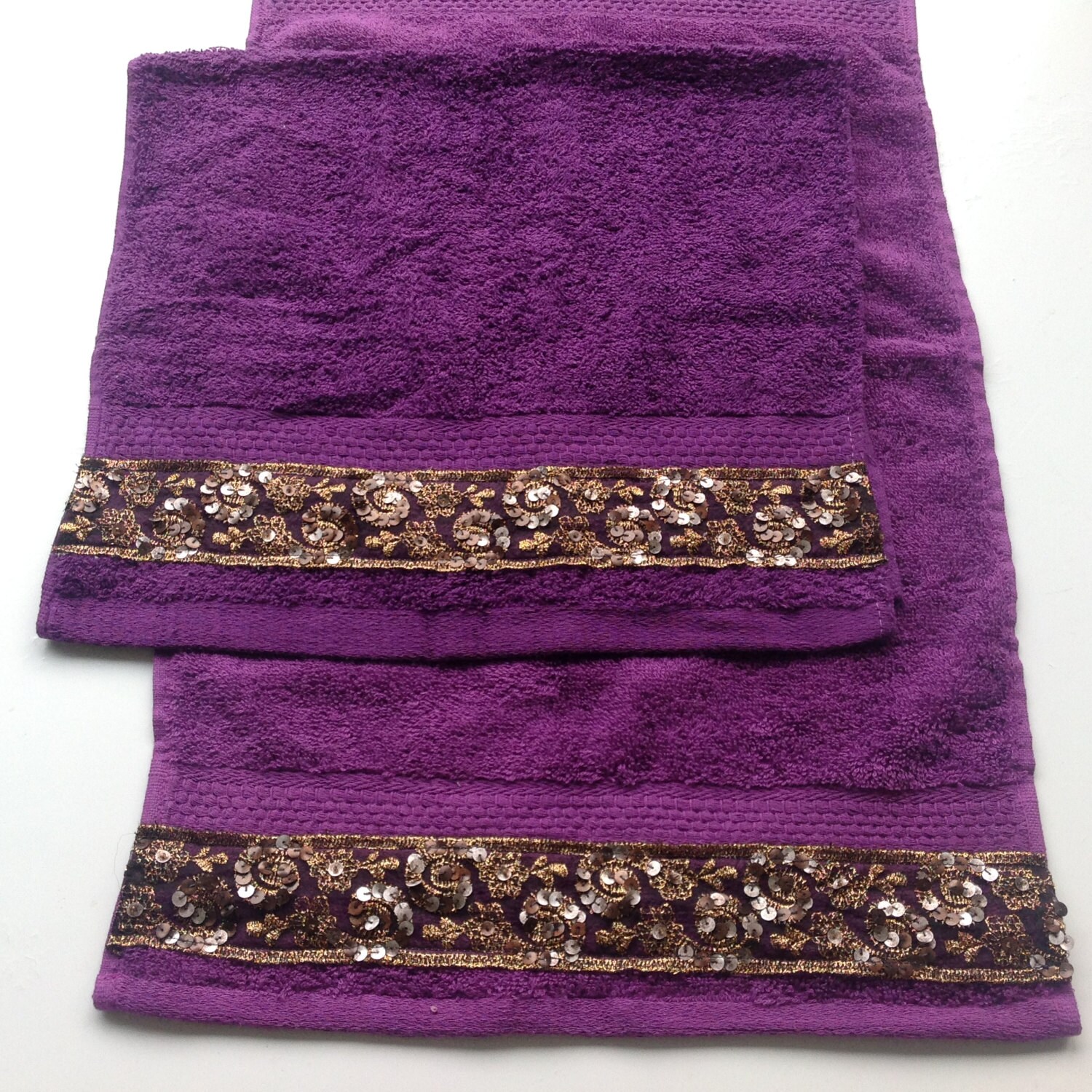 Purple Towel set of 2 Decorative Bathroom decor New Home
