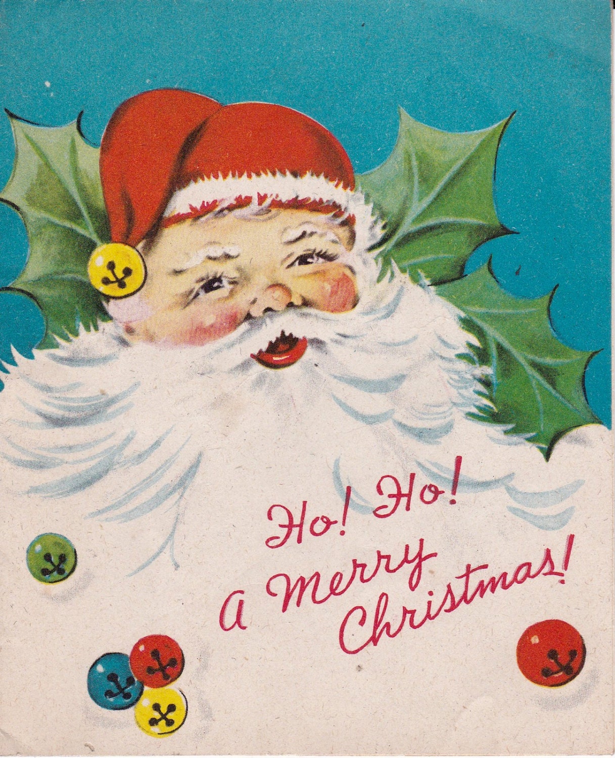 Vintage retro Christmas card Santa Claus digital download