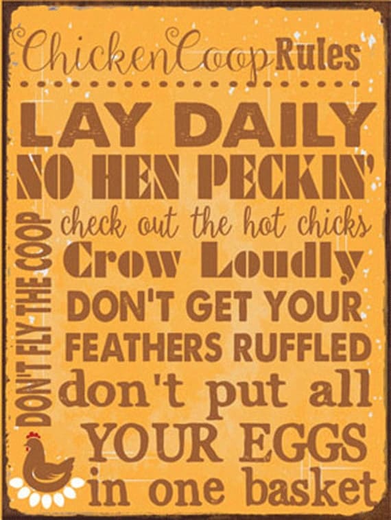 Chicken Coop Rules Metal Sign Humor Poultry Farm Decor