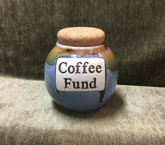 Coffee Fund Pottery Jar with Cork Lid Tumbleweed Pottery