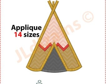 Teepee Applique Design. Teepee embroidery design. Tipi tent applique design. Embroidery designs tepee. Tent. Machine embroidery design